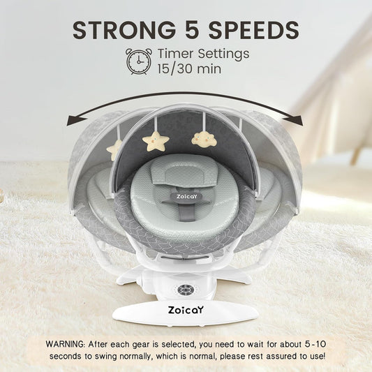 Baby Swing For Infants With Motion Detection, Electric Baby Swing With 3 Swing Modes, 12 Lullabies  5-Speeds