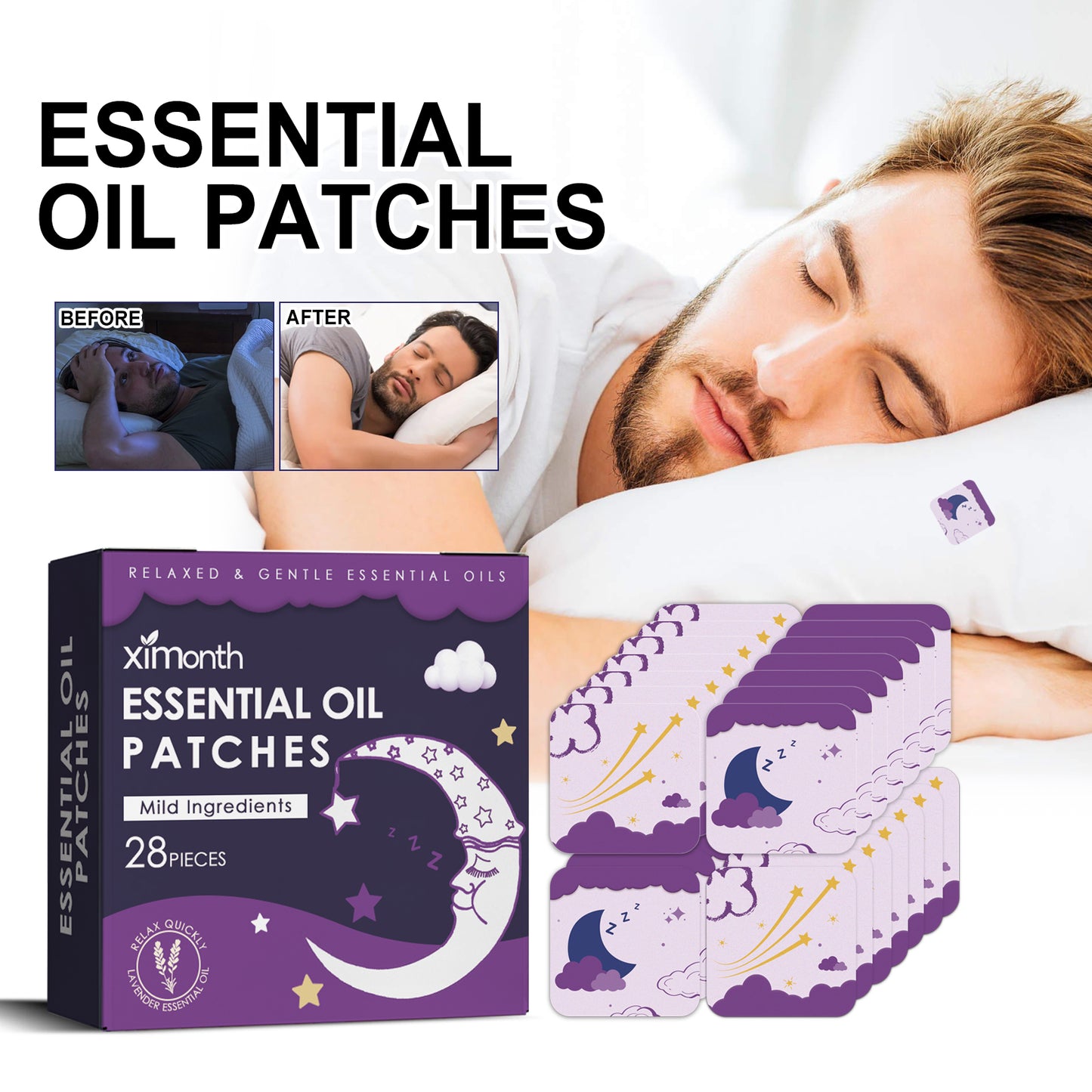 Ximonth Good Night Sleep Patch – Essential Oil Relaxation Patch for Stress Relief & Better Sleep