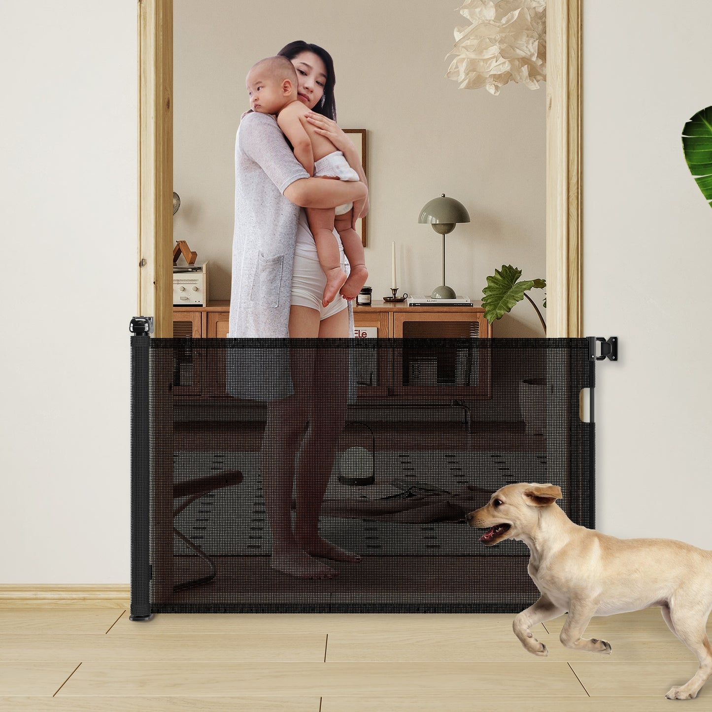 Retractable Baby Gate, Mesh Dog Gate For Doorways, Extends Up To 76  Wide, 33  Tall Child Safety Gate For Doorways, Indoor & Outdoors, Stairs, Hallways, Black Non-EBAY Certified Warehouse