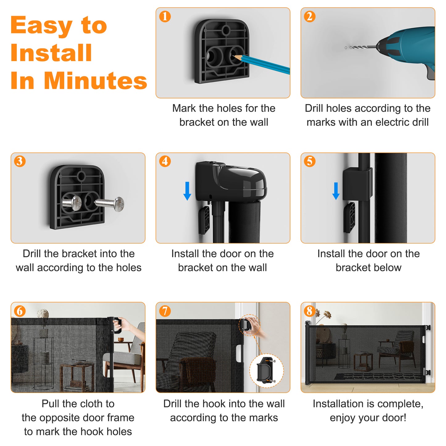 Retractable Baby Gate, Mesh Dog Gate For Doorways, Extends Up To 76  Wide, 33  Tall Child Safety Gate For Doorways, Indoor & Outdoors, Stairs, Hallways, Black Non-EBAY Certified Warehouse