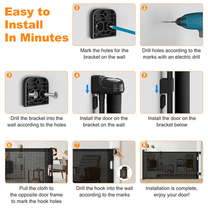 Retractable Baby Gate, Mesh Dog Gate For Doorways, Extends Up To 76  Wide, 33  Tall Child Safety Gate For Doorways, Indoor & Outdoors, Stairs, Hallways, Black Non-EBAY Certified Warehouse